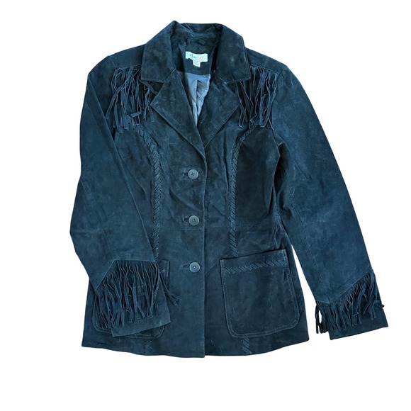 Jackets & Blazers - Vintage d. & co. Black Suede Fringe Jacket Western Boho Leather Jackey